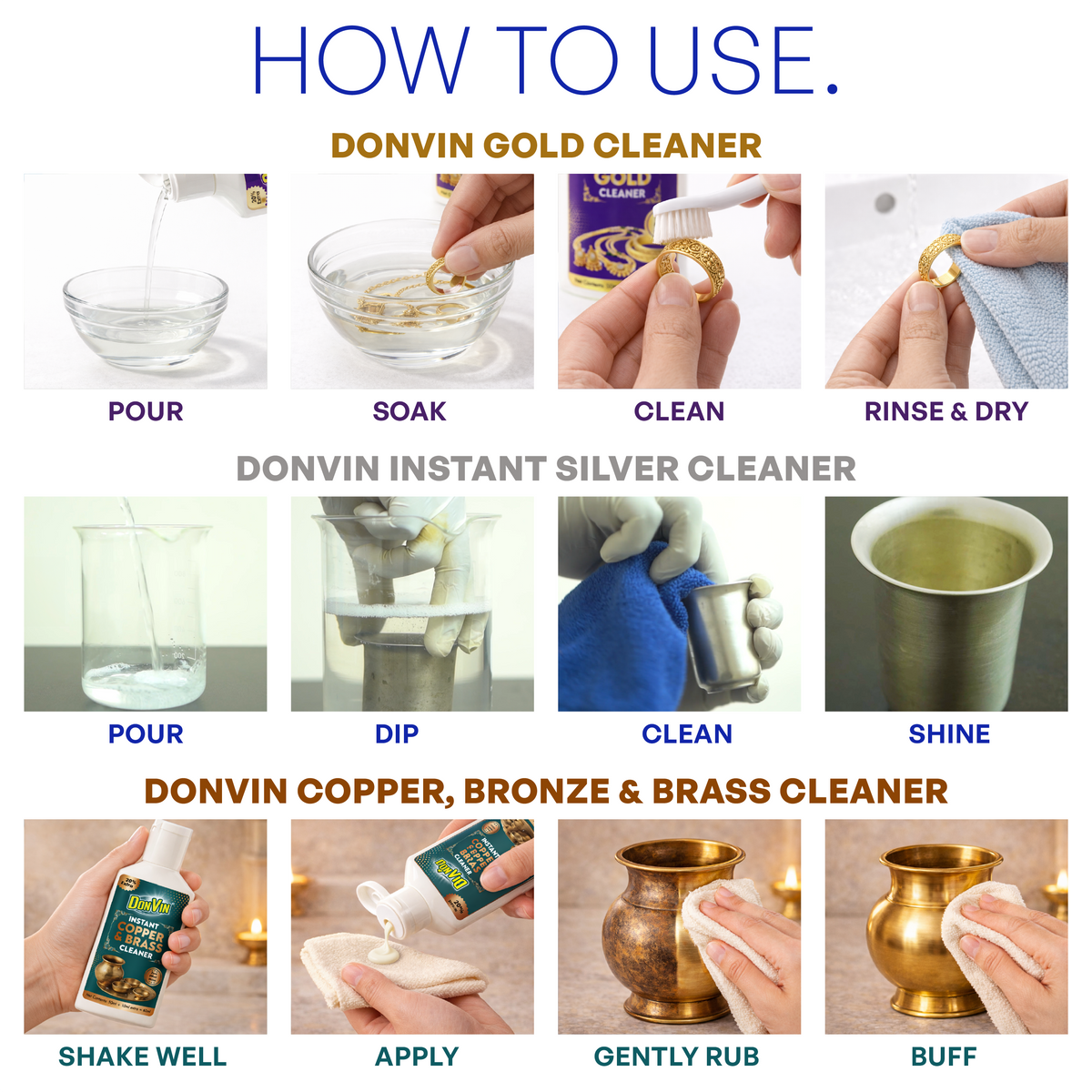 Gold, Silver & Copper Cleaner Combo