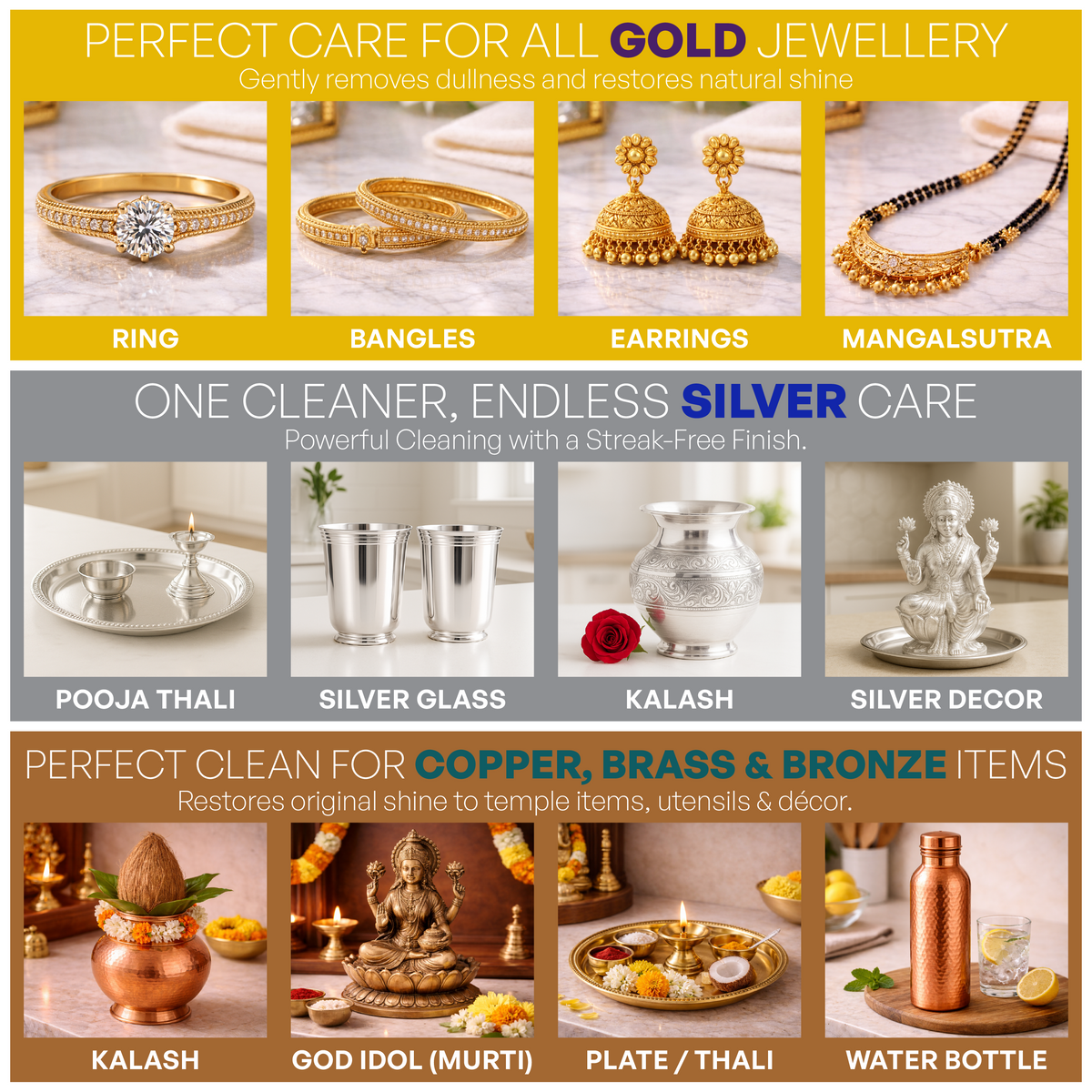 Gold, Silver & Copper Cleaner Combo