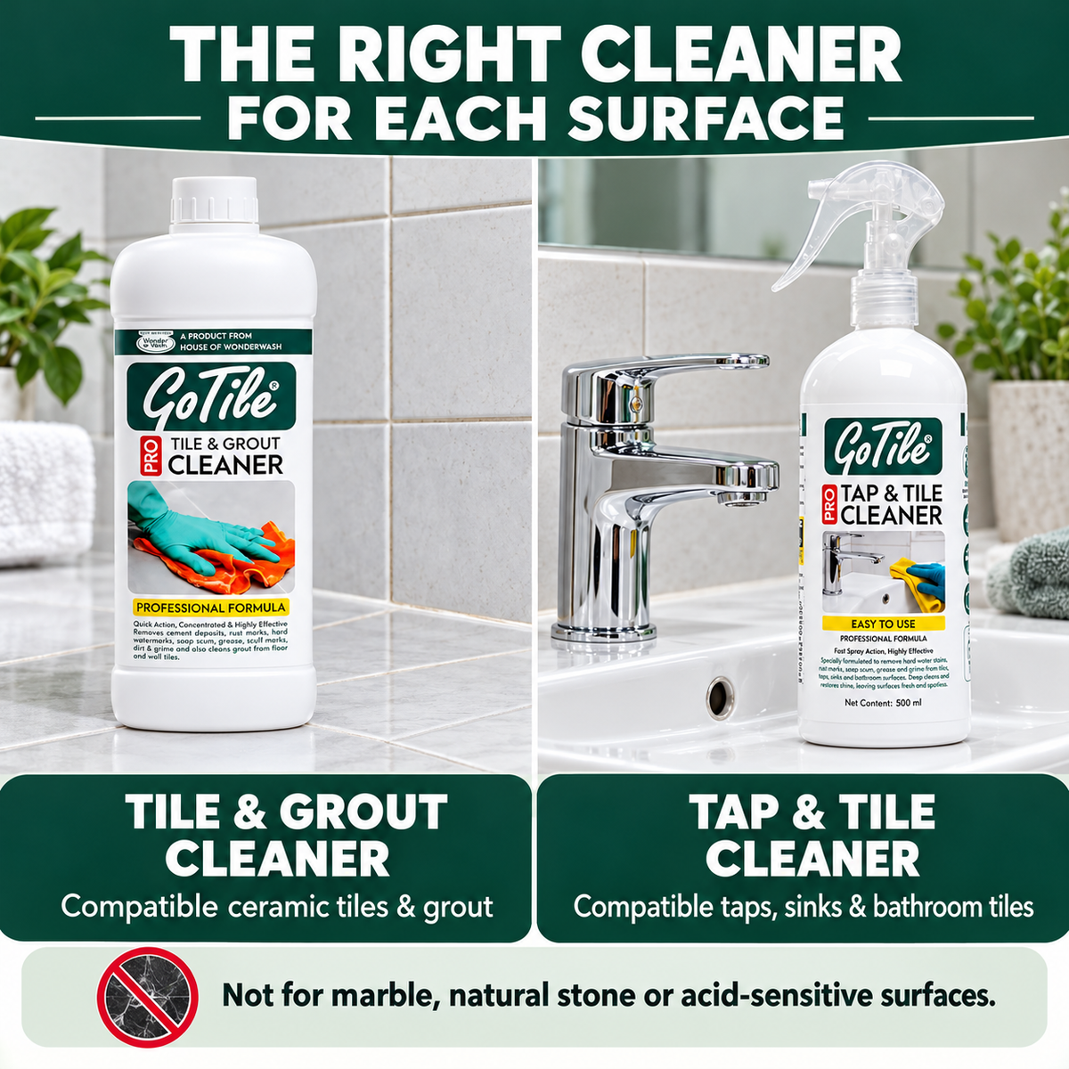 GoTile combo compatible surfaces and exclusions