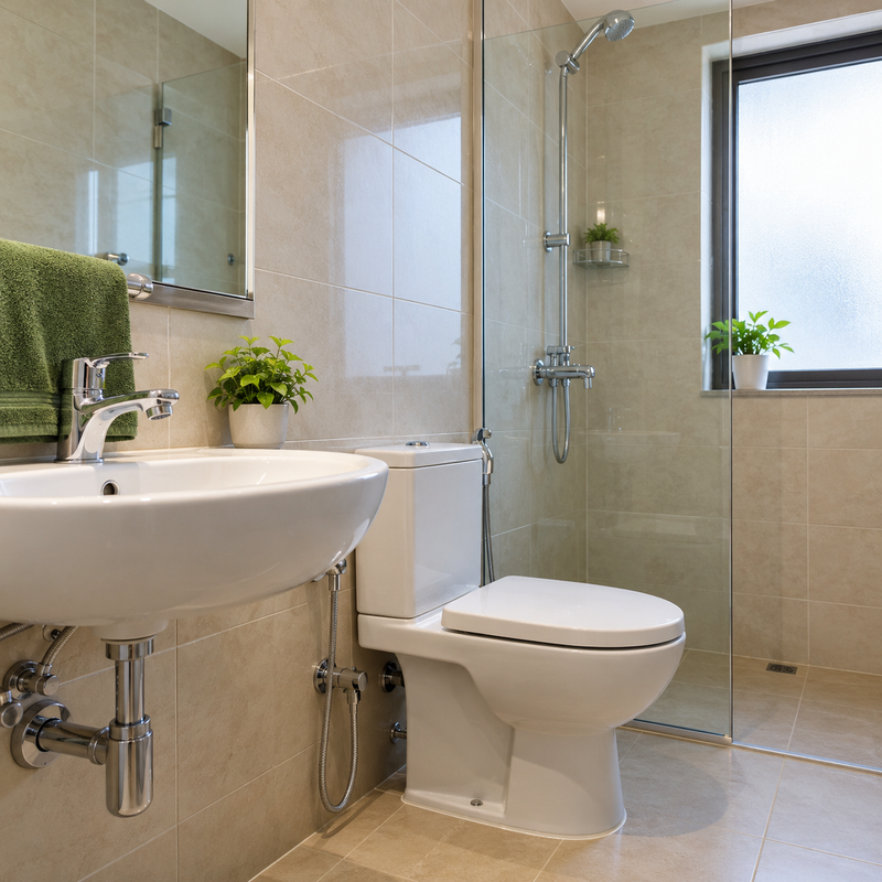 Clean across the bathroom