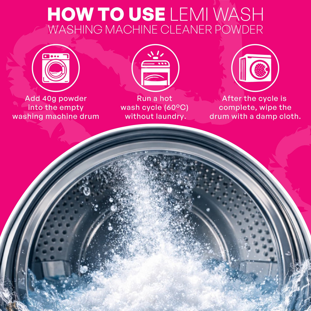LEMI WASH Washing Machine Cleaner Powder image 3